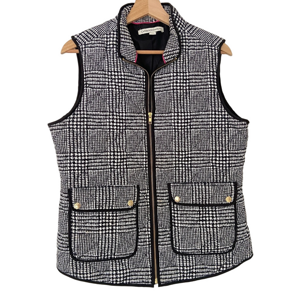 Catherine Malandrino Jackets & Blazers - CATHERINE MALANDRINO BLACK/WHITE MONOCROME PLAID QUILTED VEST WITH GOLD DETAILS